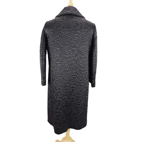 Bergdorf Goodman Main Street Fashion Coat Black Textured Satin Quilted vintage - Picture 4 of 16